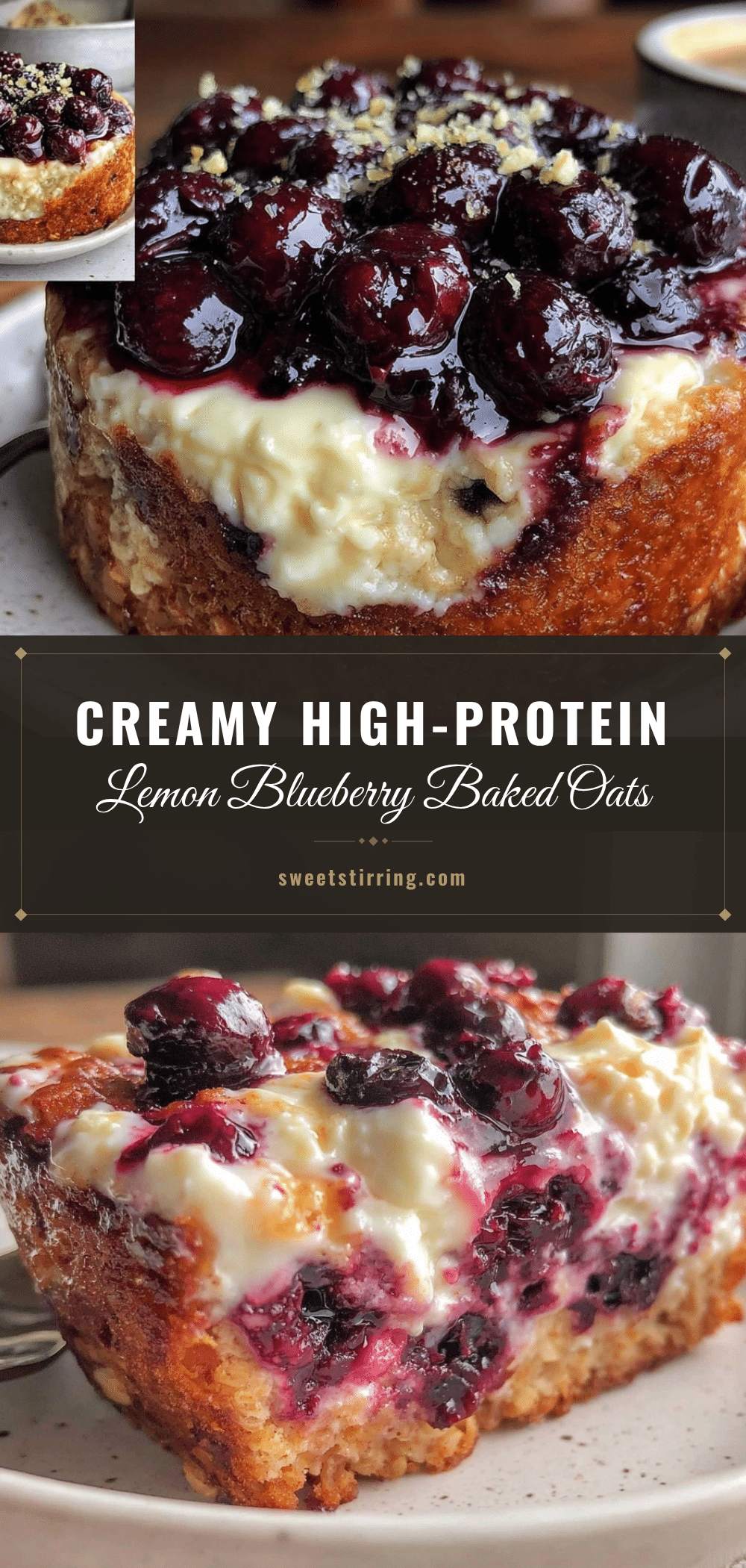healthy high-protein lemon blueberry baked oats recipe