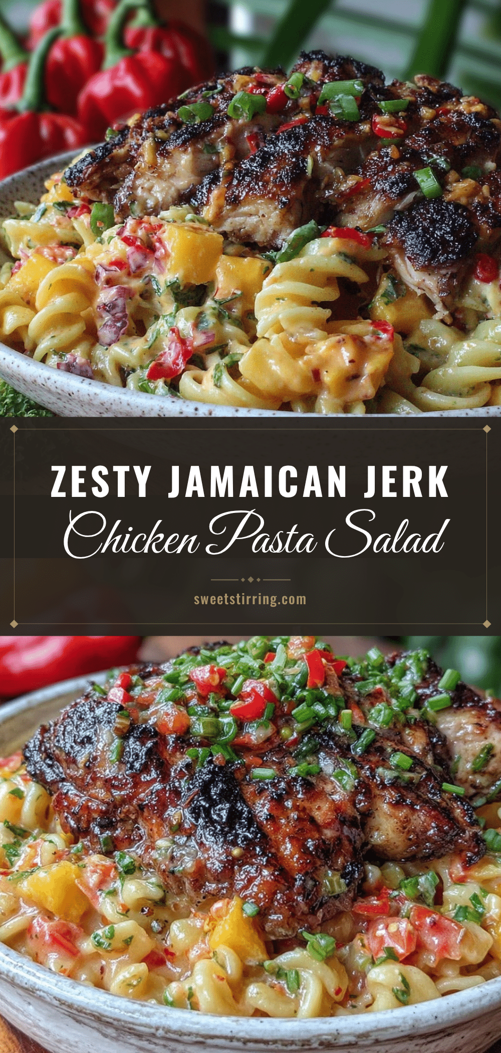 Jamaican jerk chicken pasta salad recipe
