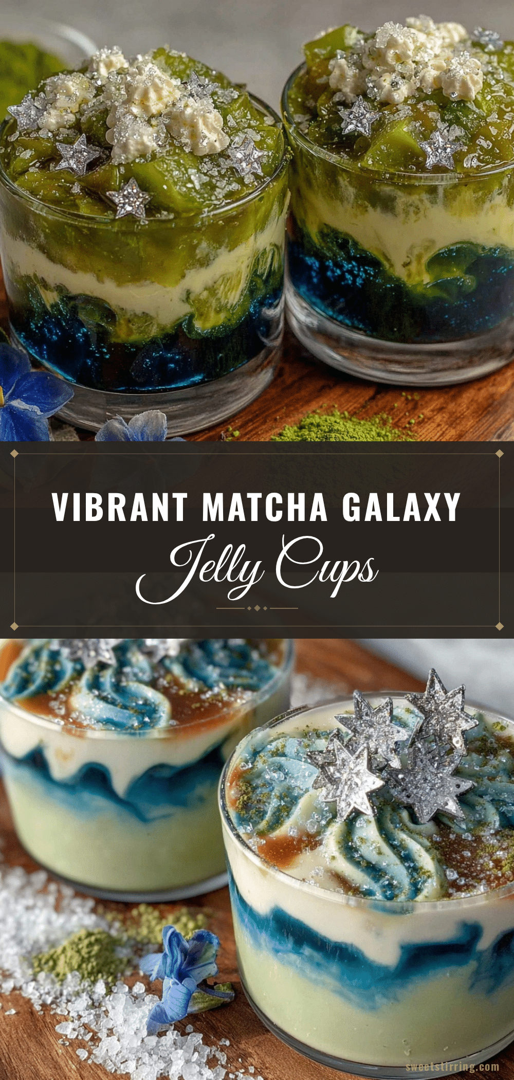matcha galaxy jelly cups recipe