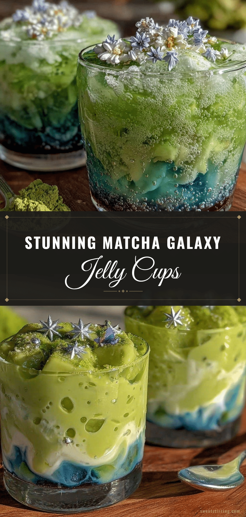 matcha galaxy jelly cups recipe