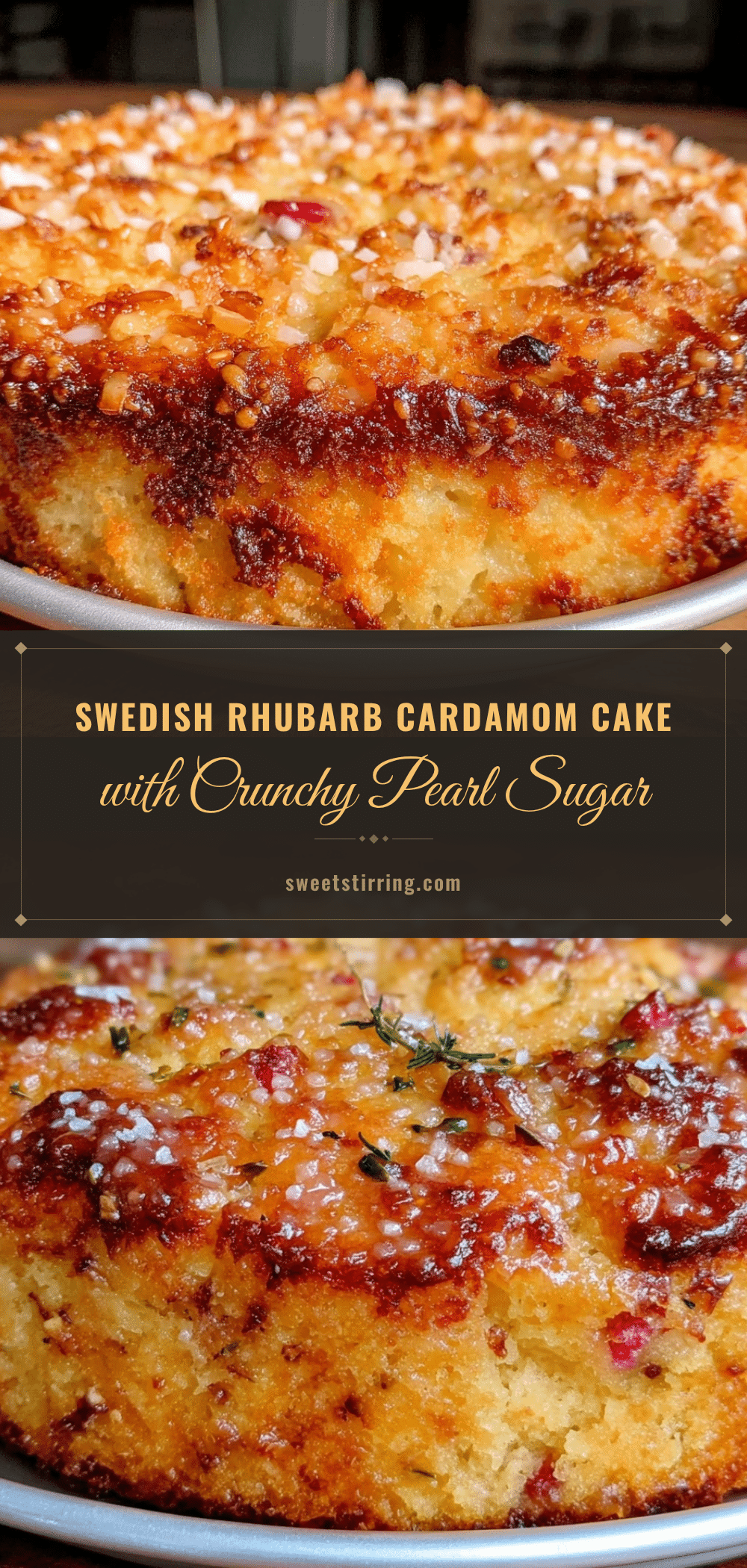 Swedish Rhubarb Cardamom Fika Cake recipe