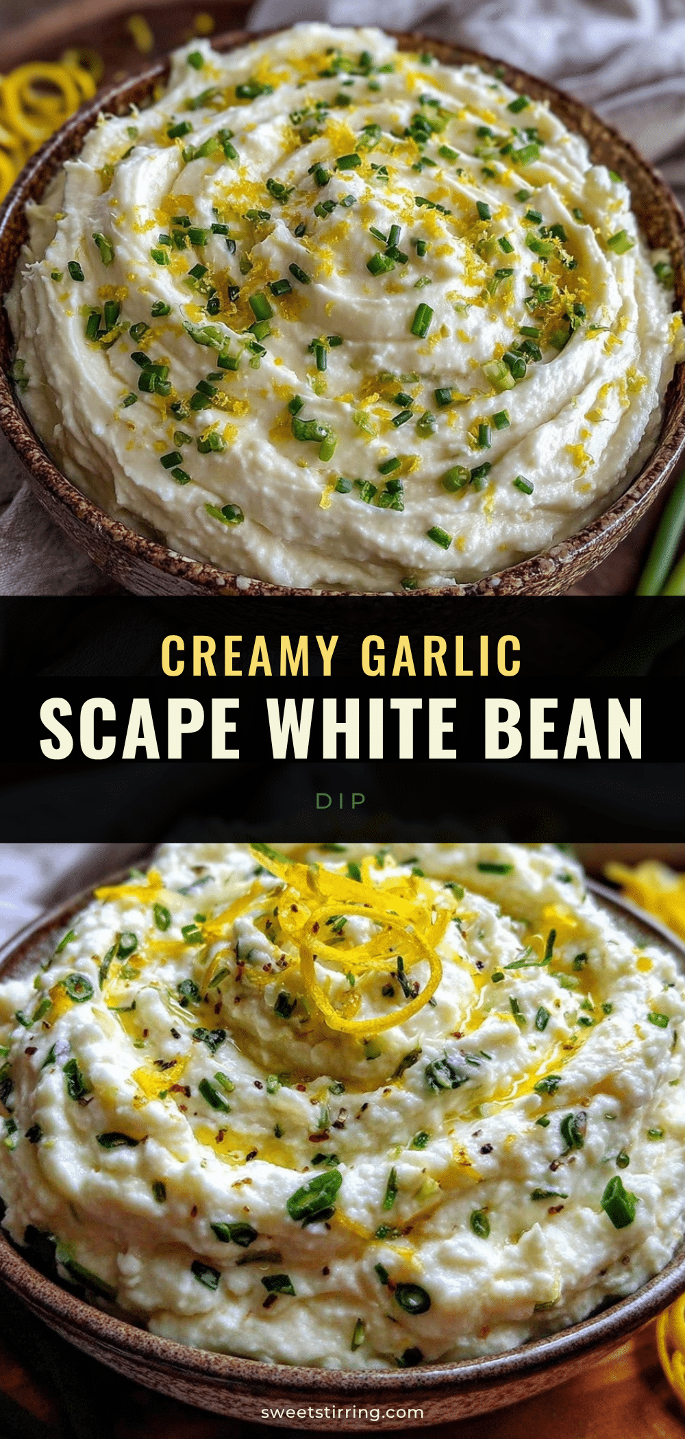 fresh garlic scape and white bean protein dip recipe