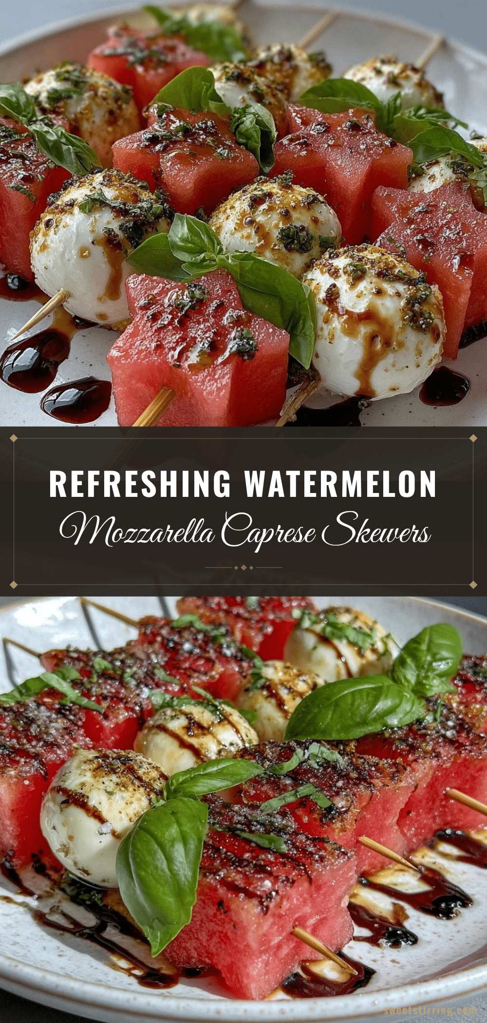 fresh watermelon star and mozzarella caprese skewers recipe