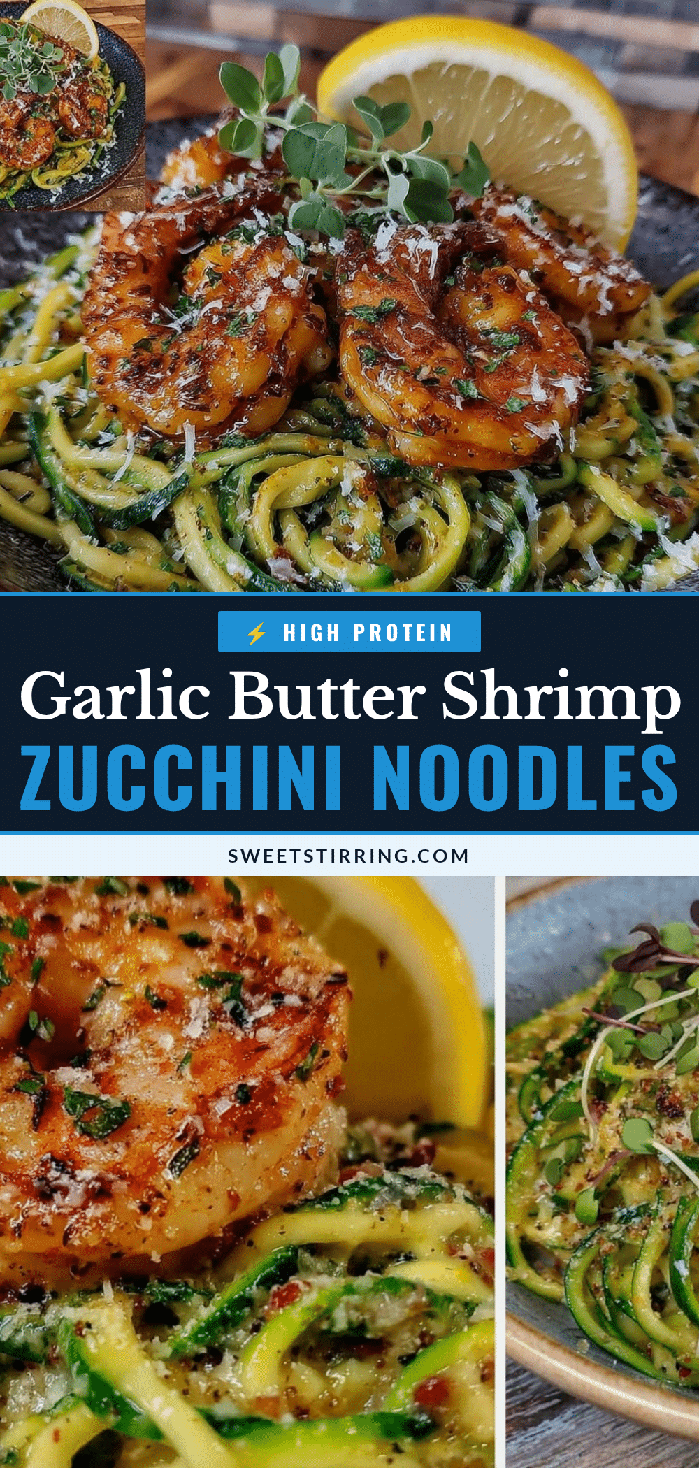 garlic butter shrimp zucchini noodle bowl recipe