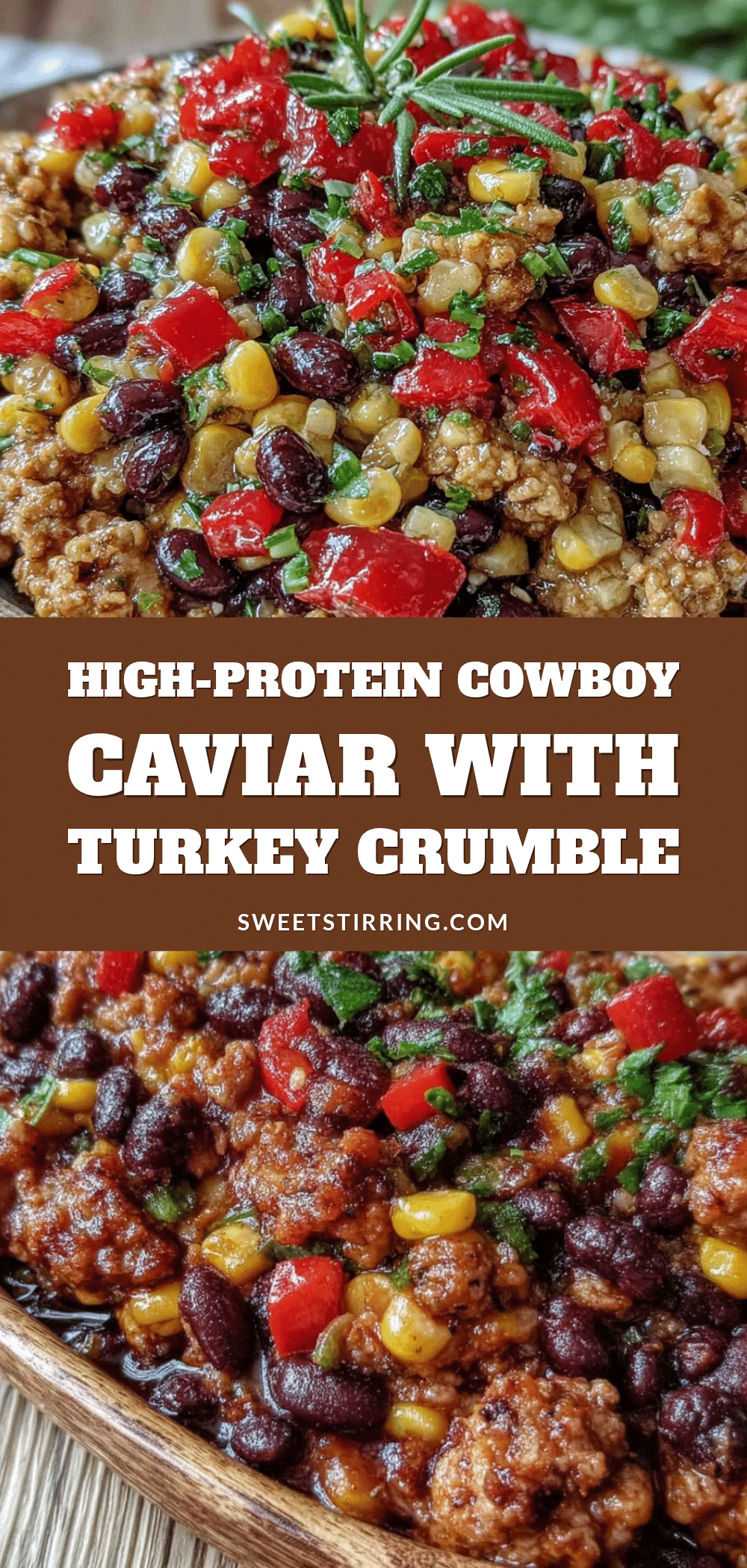healthy high-protein cowboy caviar with turkey crumble recipe