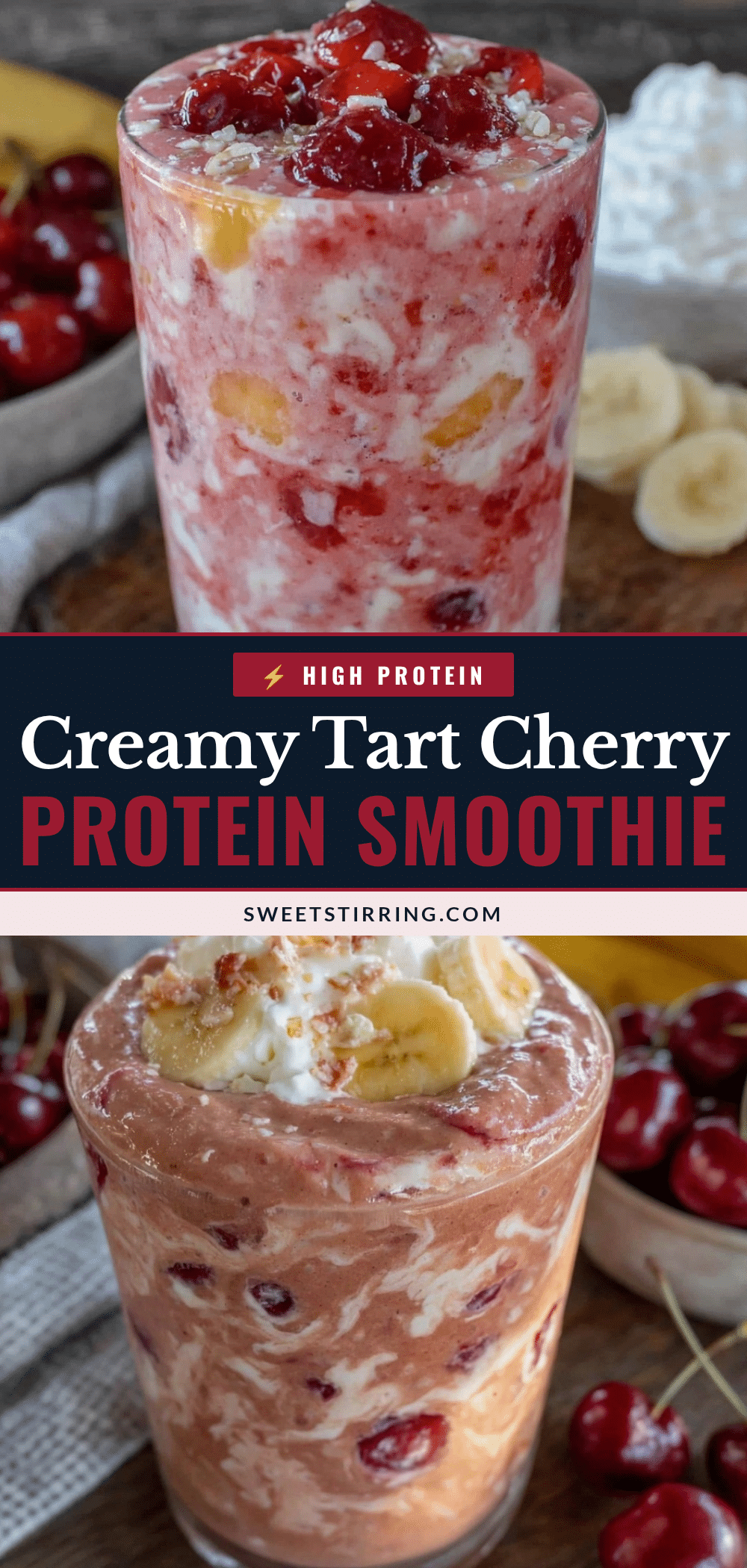 healthy tart cherry protein recovery smoothie recipe