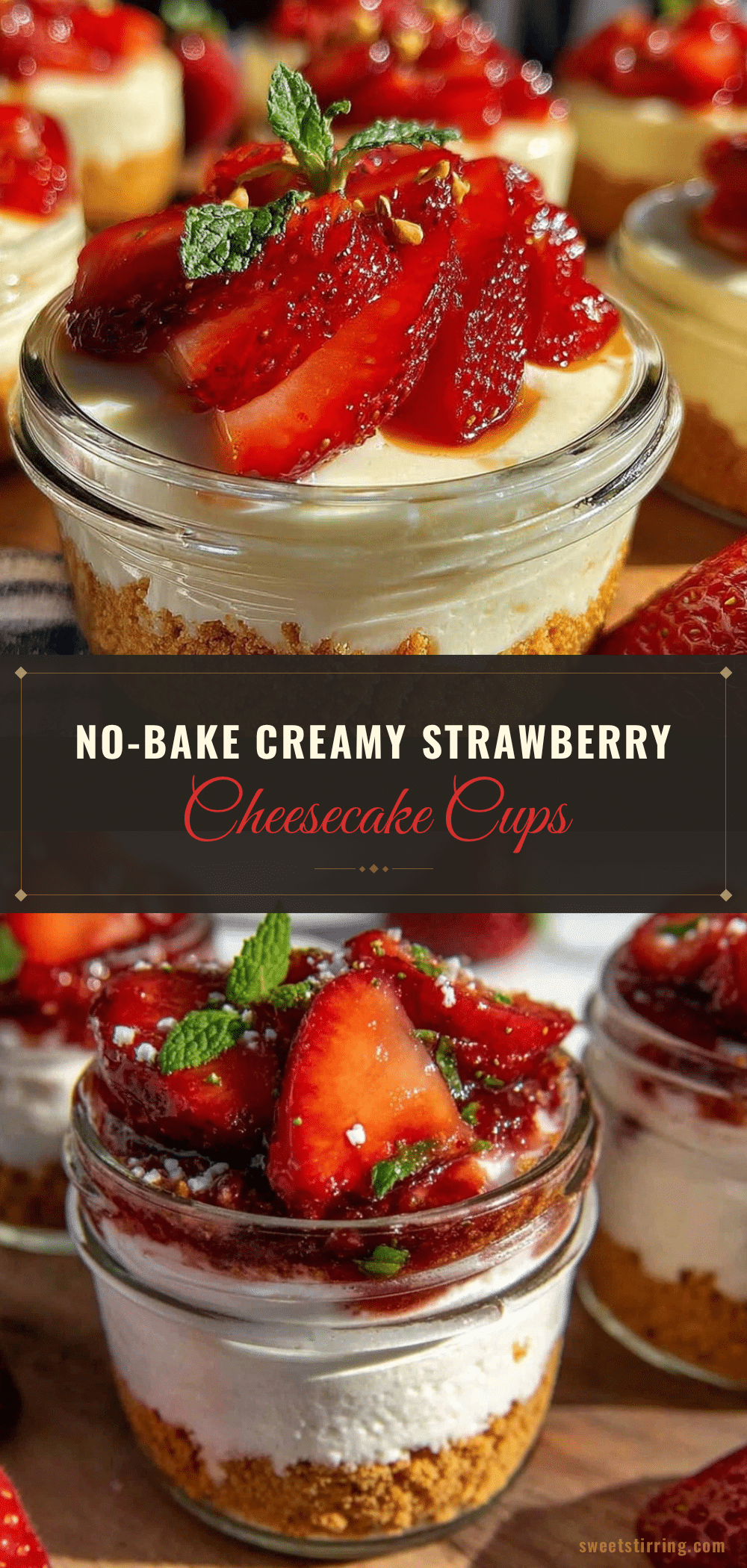 no-bake strawberry cheesecake cups recipe