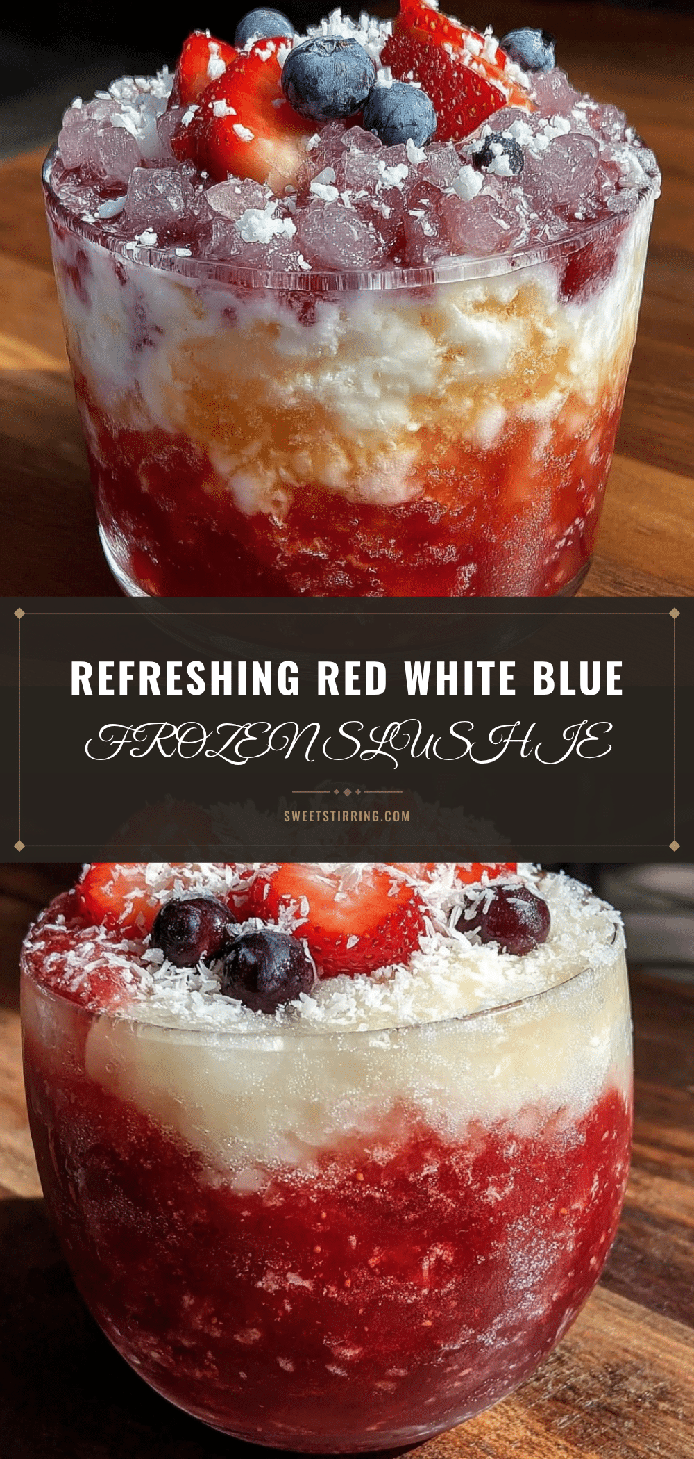red white and blue layered frozen slushie recipe