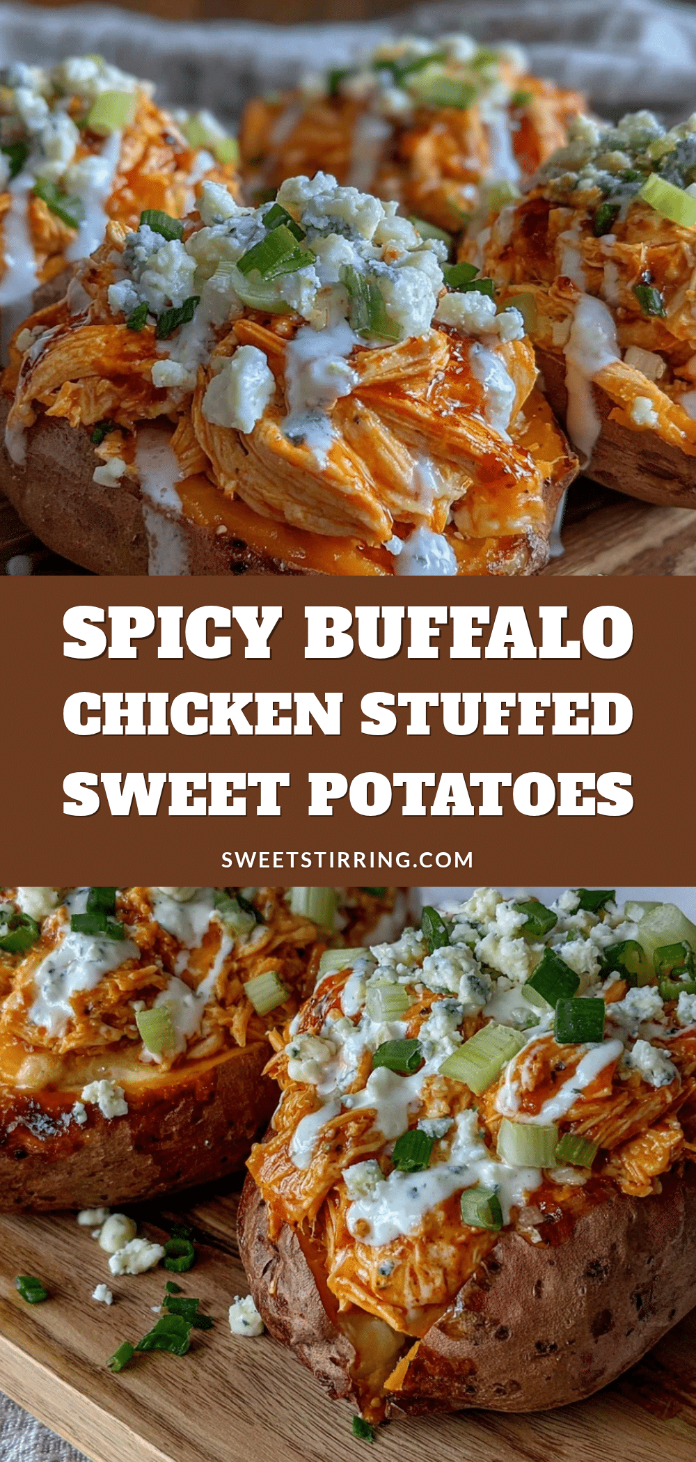 buffalo chicken stuffed sweet potatoes recipe