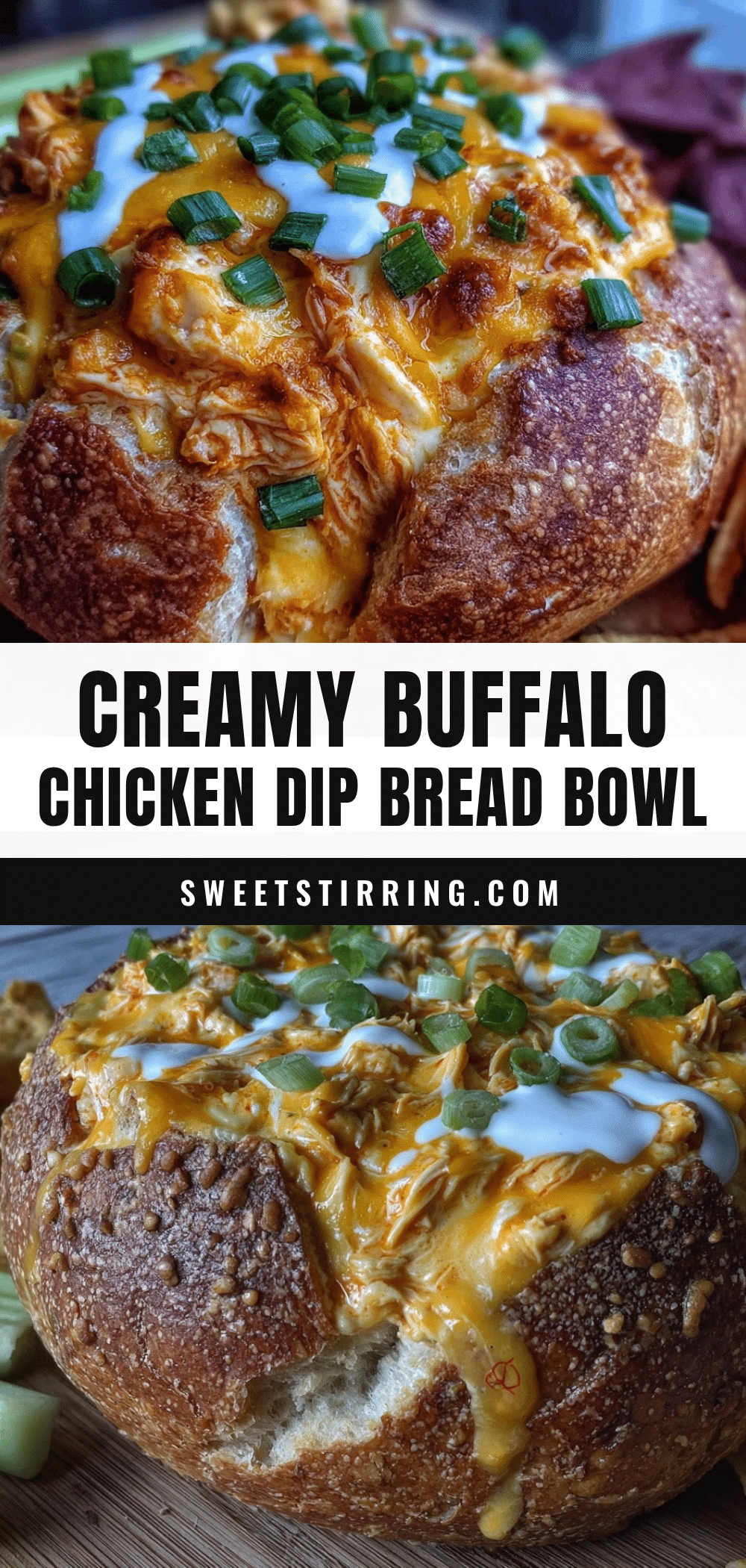 creamy buffalo chicken dip bread bowl recipe