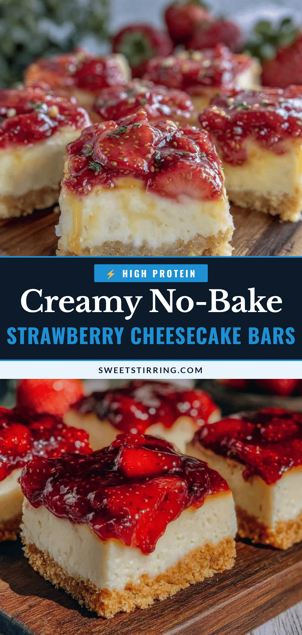 creamy no-bake strawberry cheesecake bars recipe