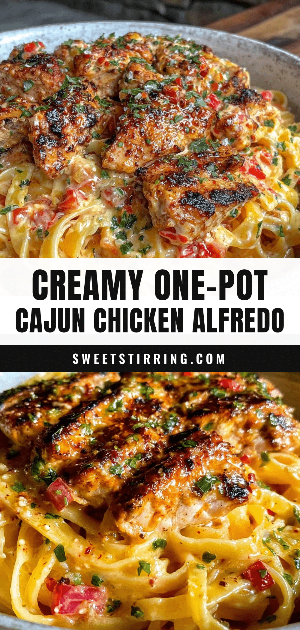 creamy one-pot Cajun chicken Alfredo pasta recipe