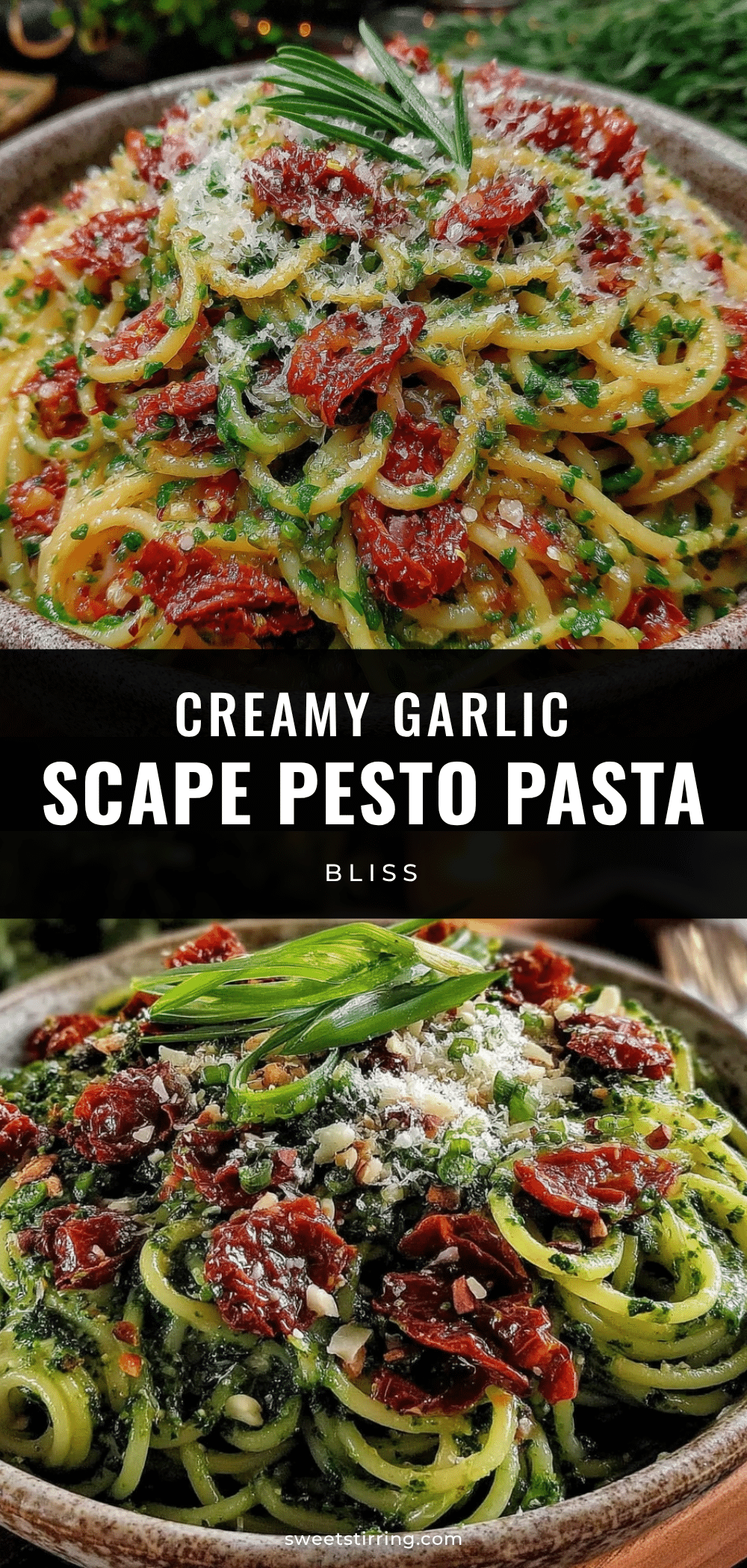 fresh garlic scape pesto pasta recipe