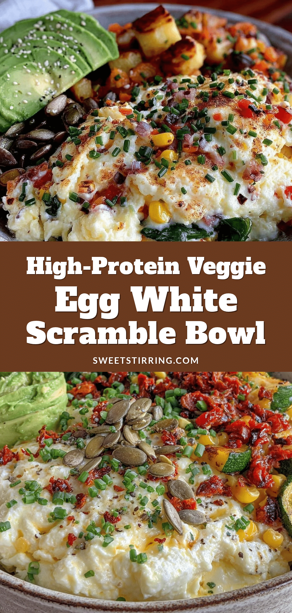 healthy high-protein veggie egg white scramble bowl recipe