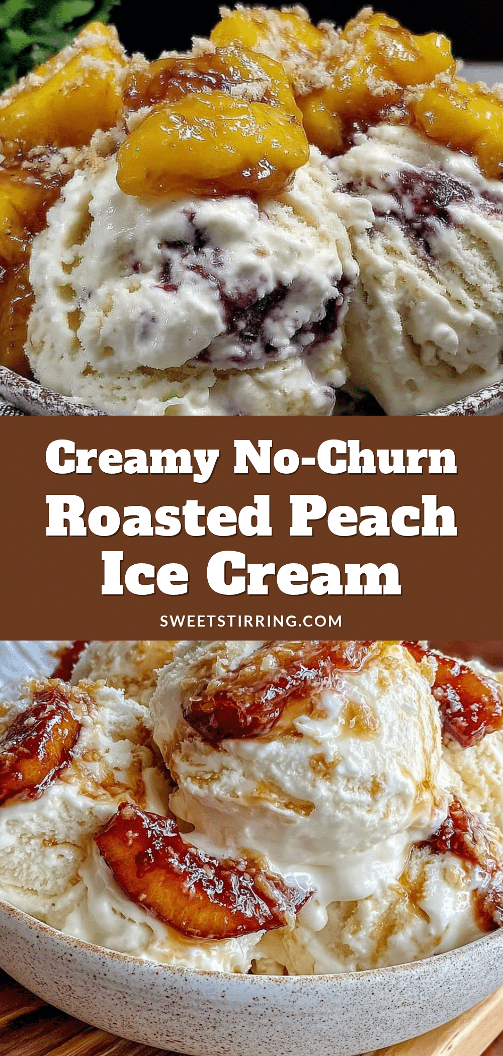 no-churn roasted peach ice cream recipe