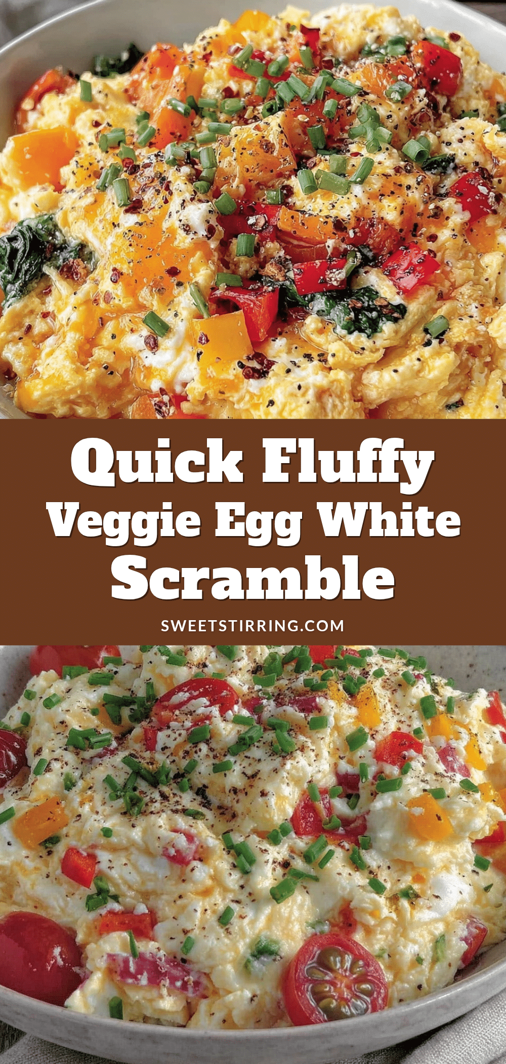 quick fluffy veggie egg white scramble recipe