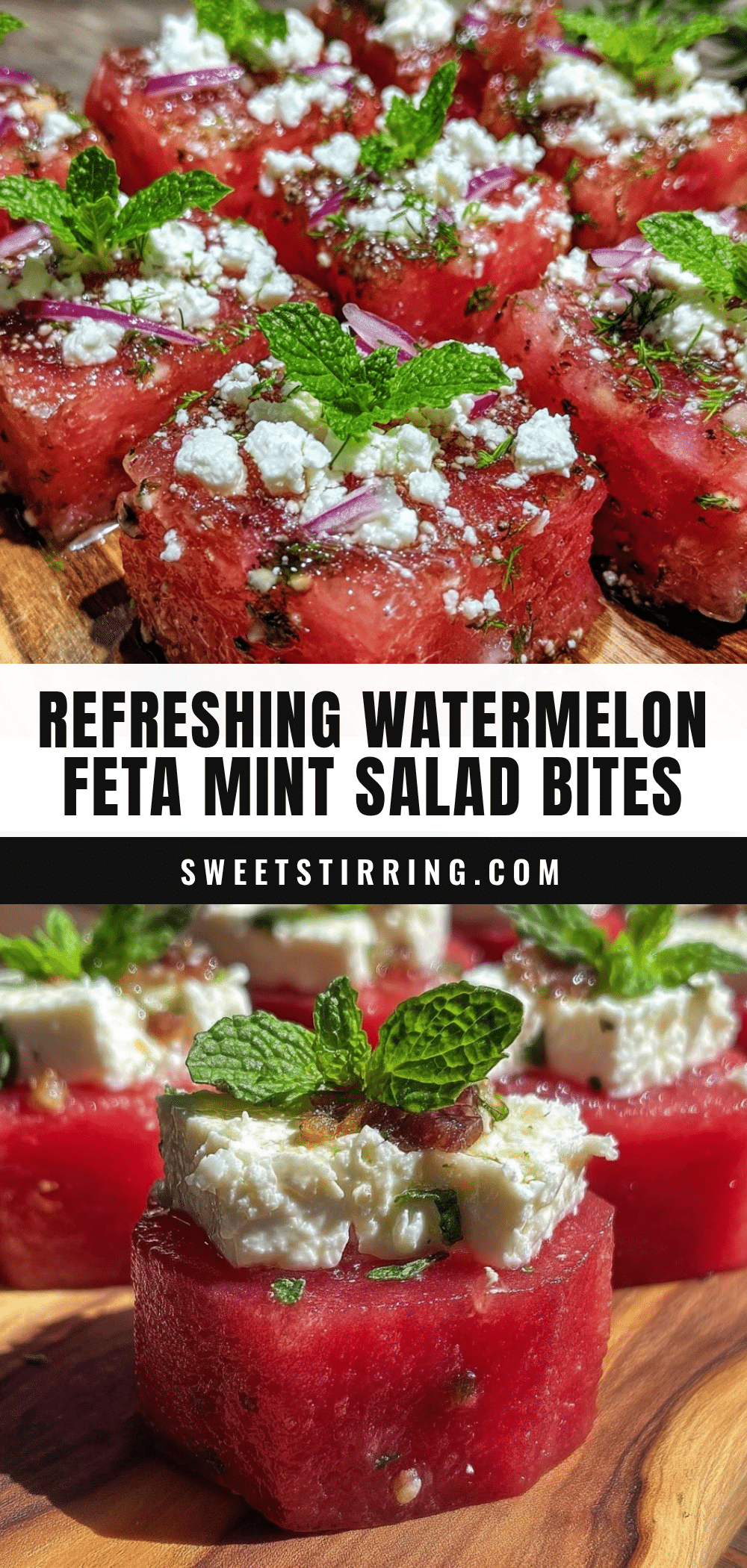watermelon feta mint salad bites recipe