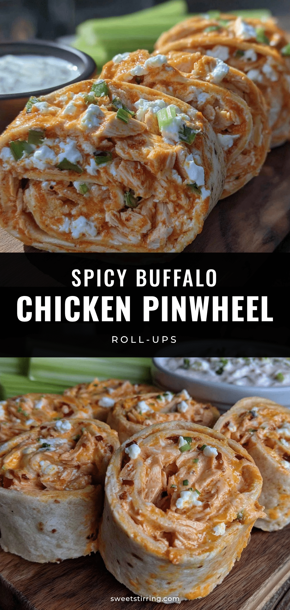 buffalo chicken pinwheel roll-ups recipe