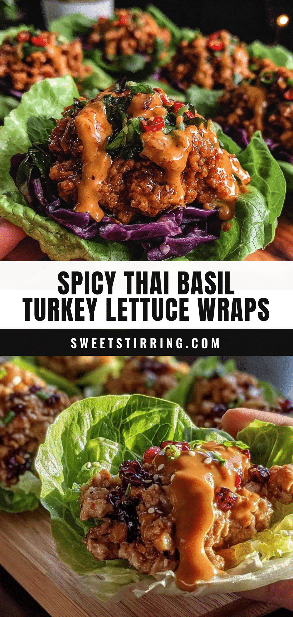 spicy thai basil ground turkey lettuce wraps recipe