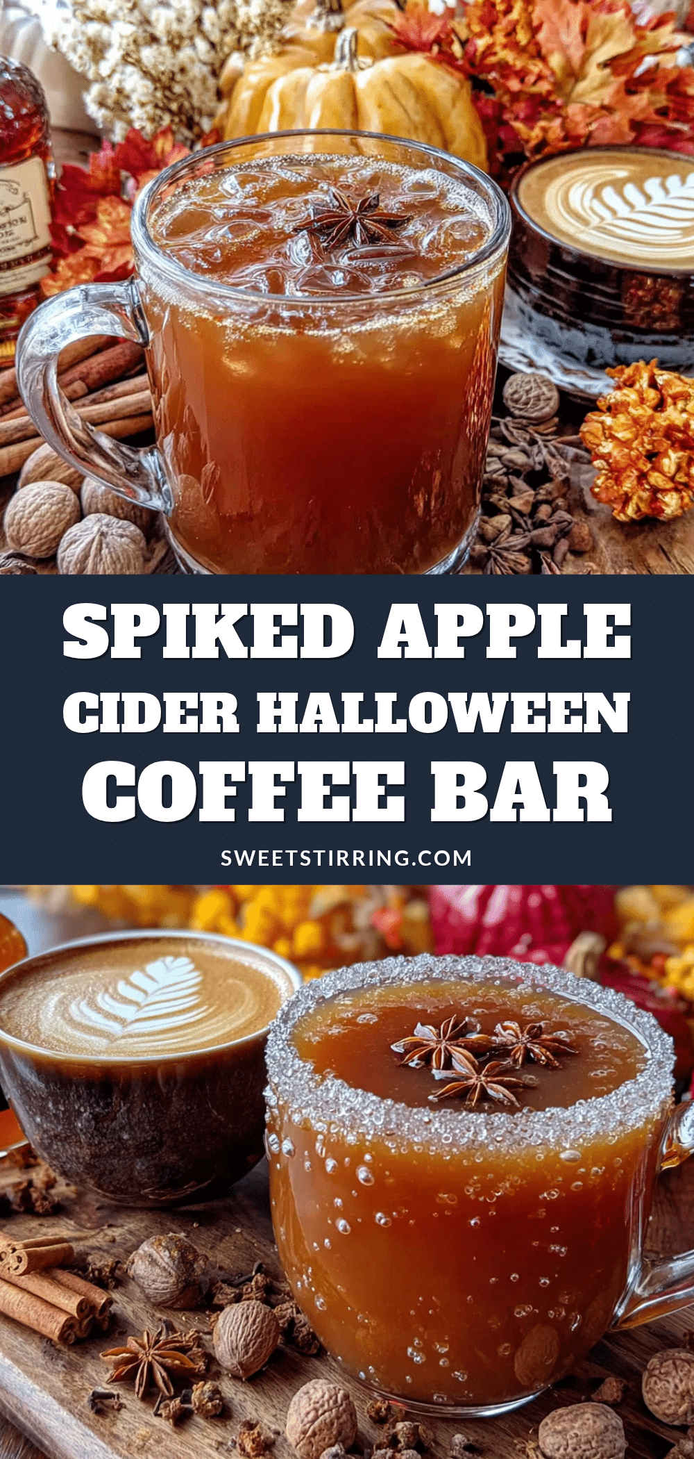 cozy spiked apple cider Halloween coffee bar recipe