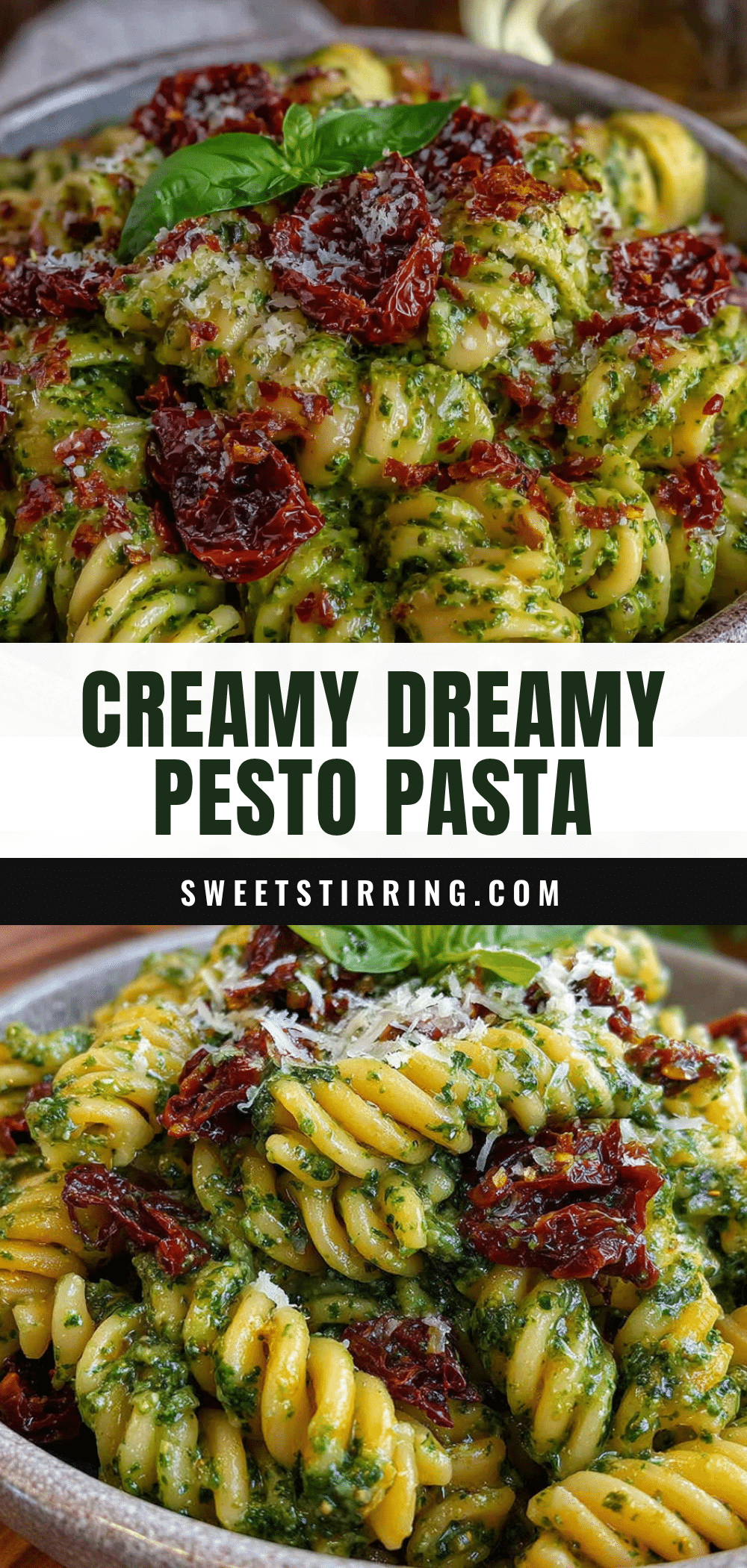 creamy pesto pasta salad with sun-dried tomatoes recipe