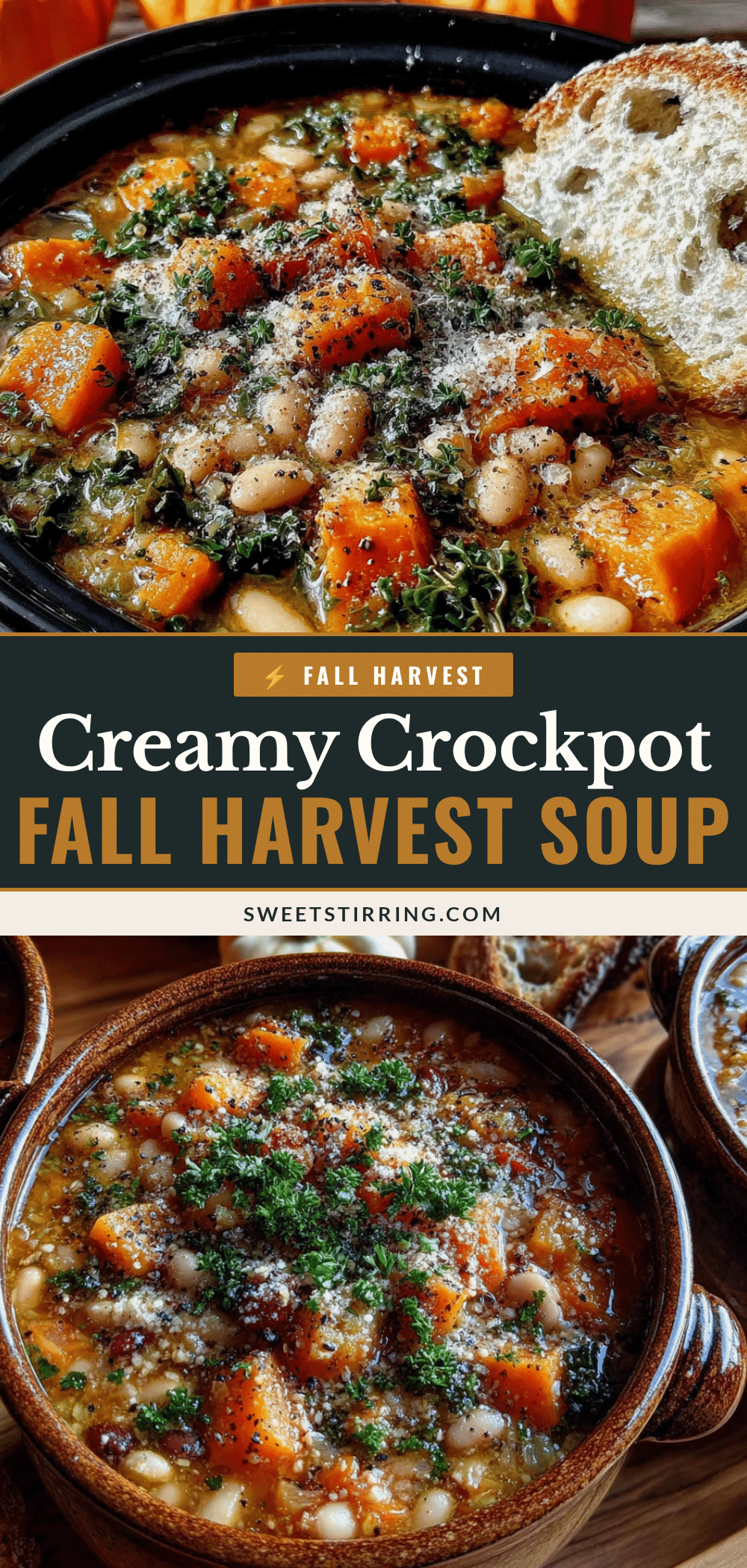 crockpot fall harvest vegetable soup with white beans recipe