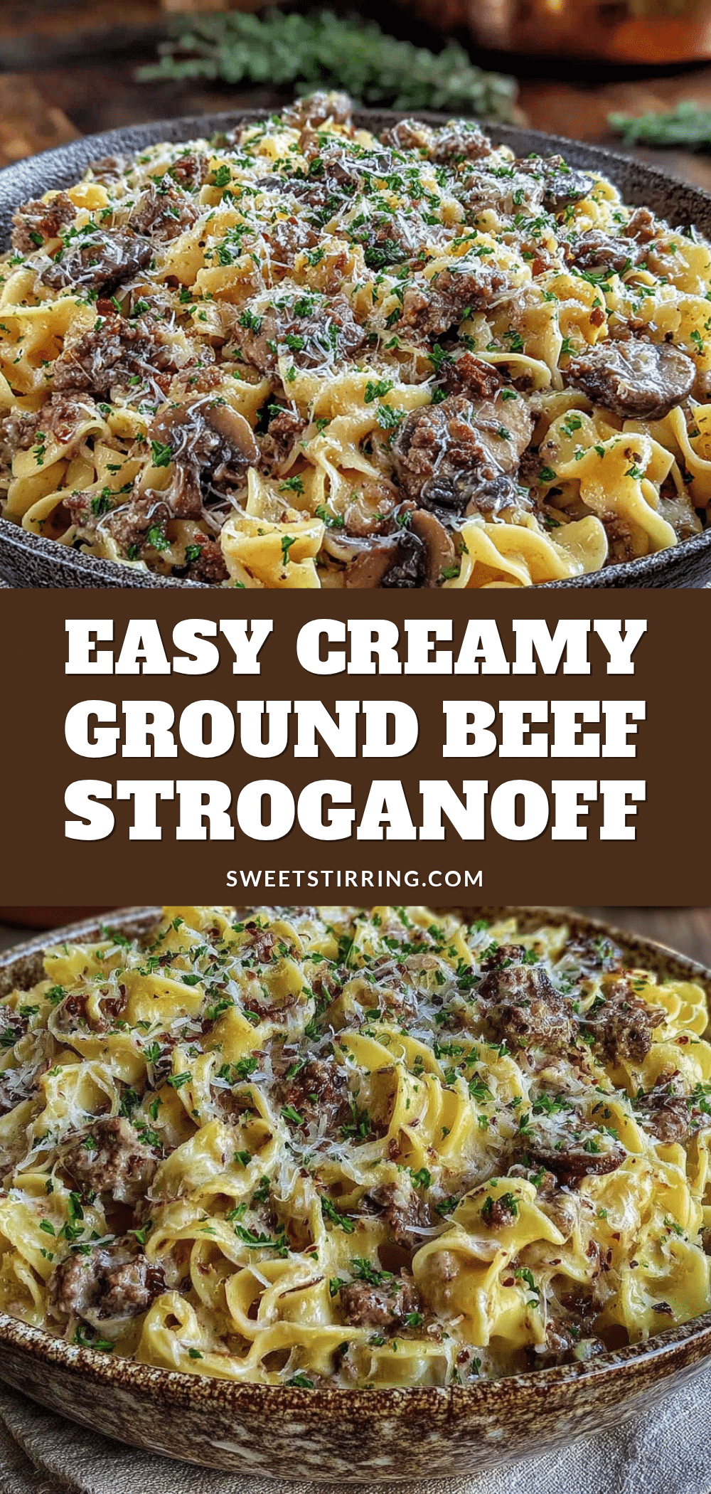 easy creamy ground beef stroganoff skillet recipe