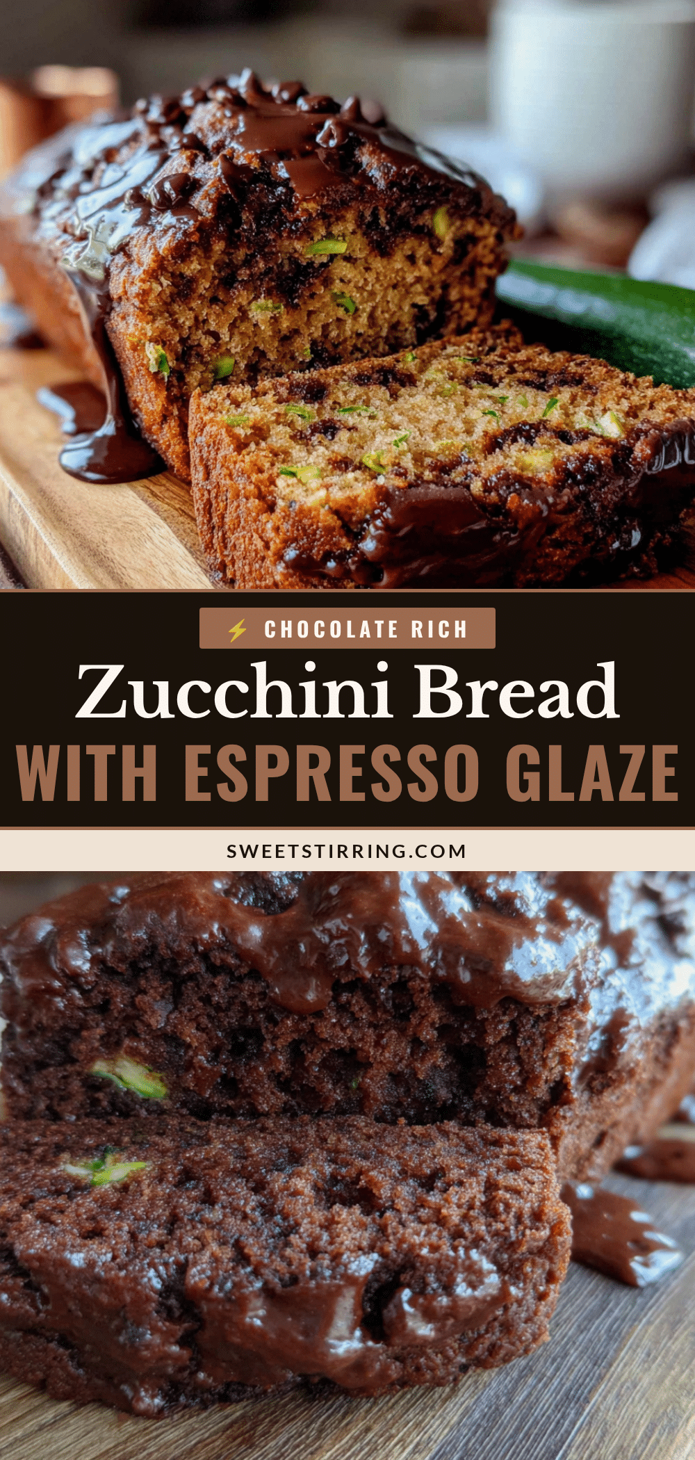 fudgy chocolate zucchini bread with espresso glaze recipe
