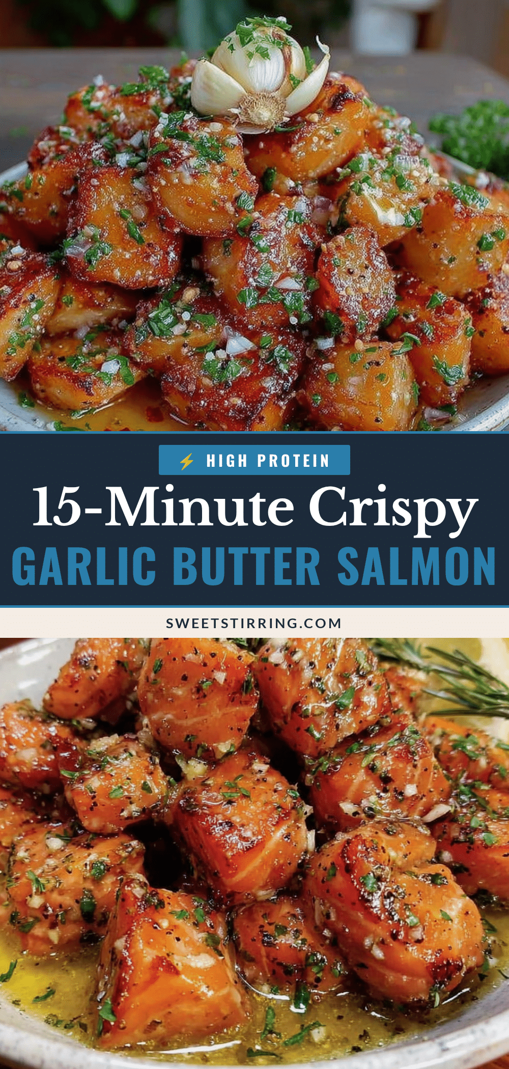 garlic butter salmon bites recipe