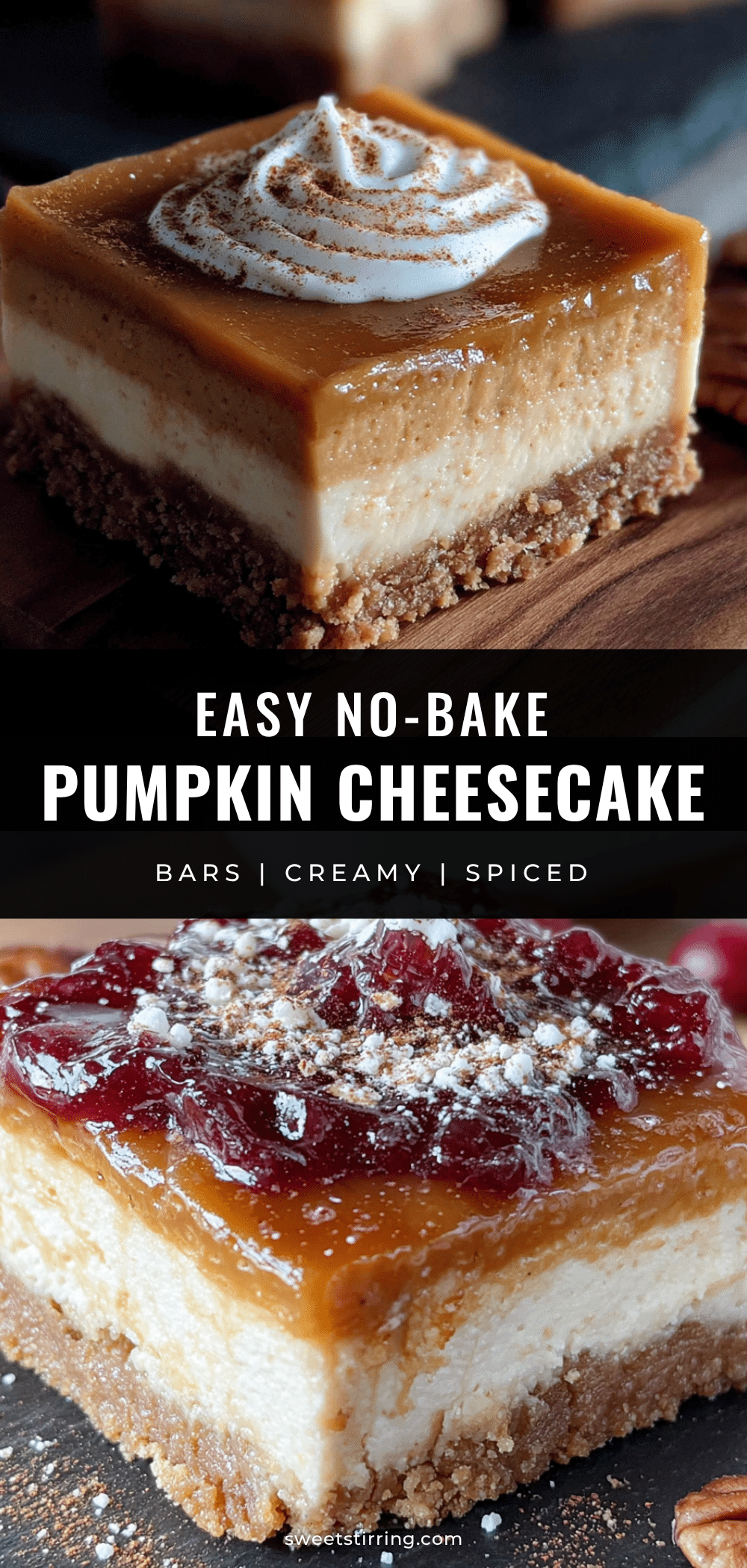 No-Bake Pumpkin Cheesecake Bars recipe
