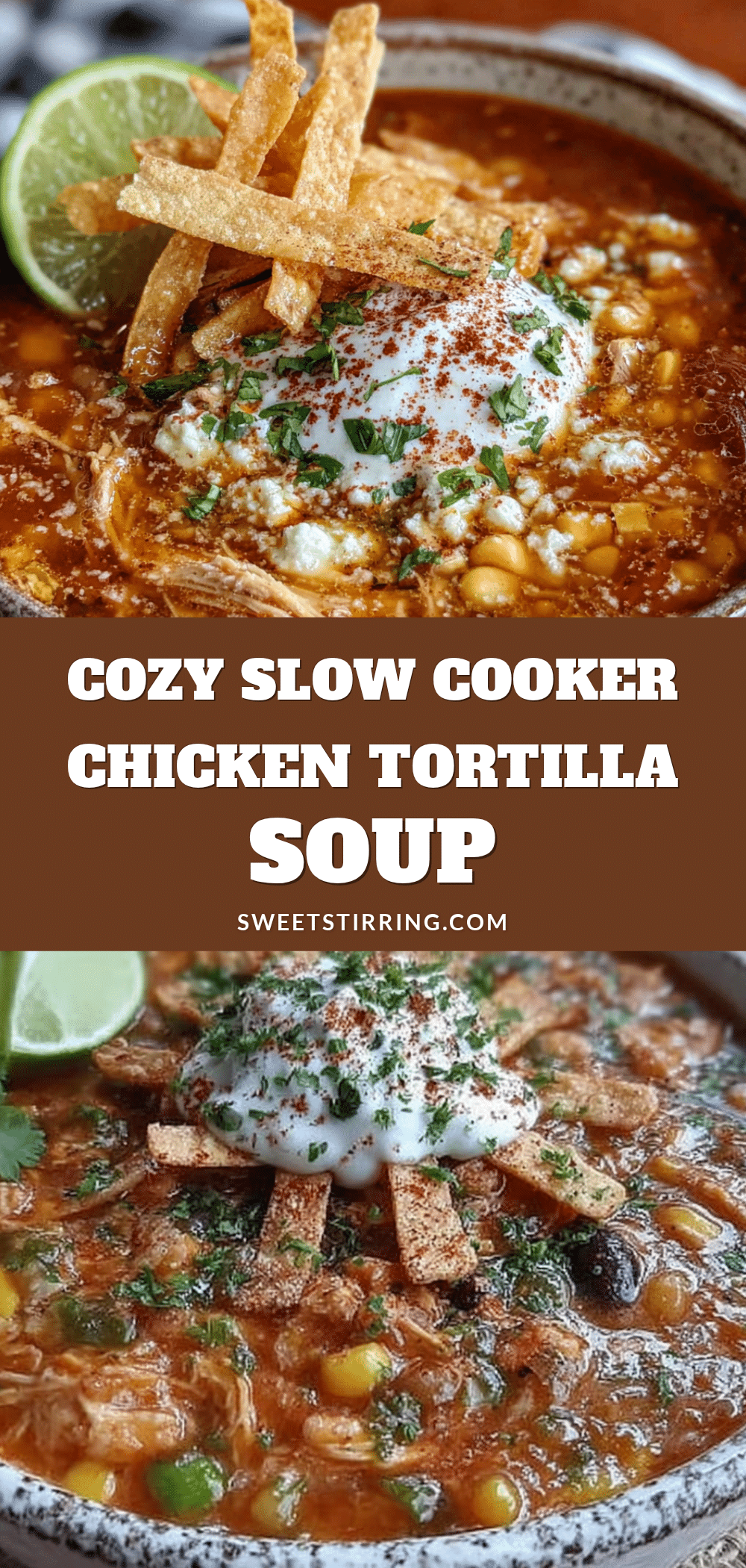 cozy slow cooker chicken tortilla soup with lime crema recipe