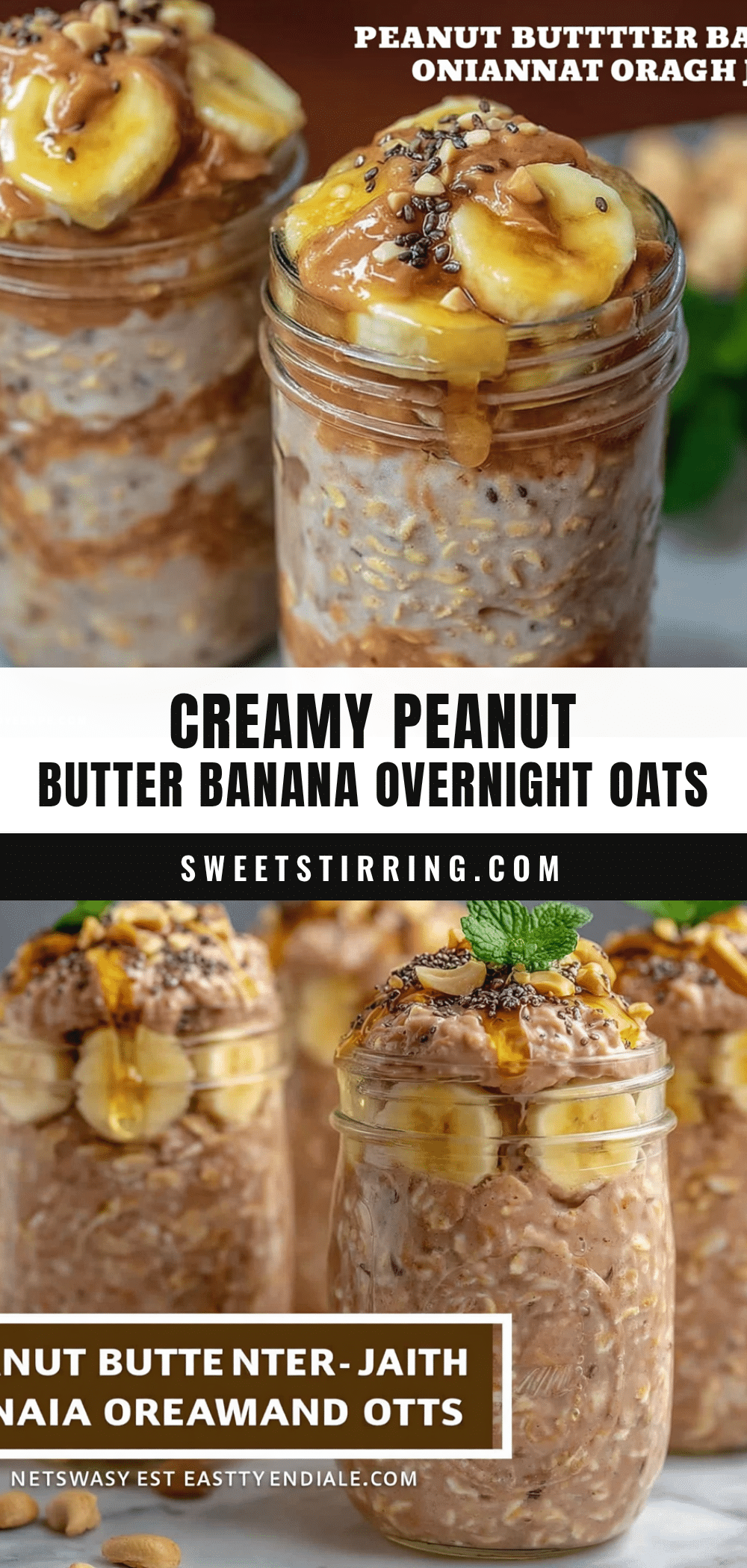 creamy peanut butter banana overnight oats jars recipe