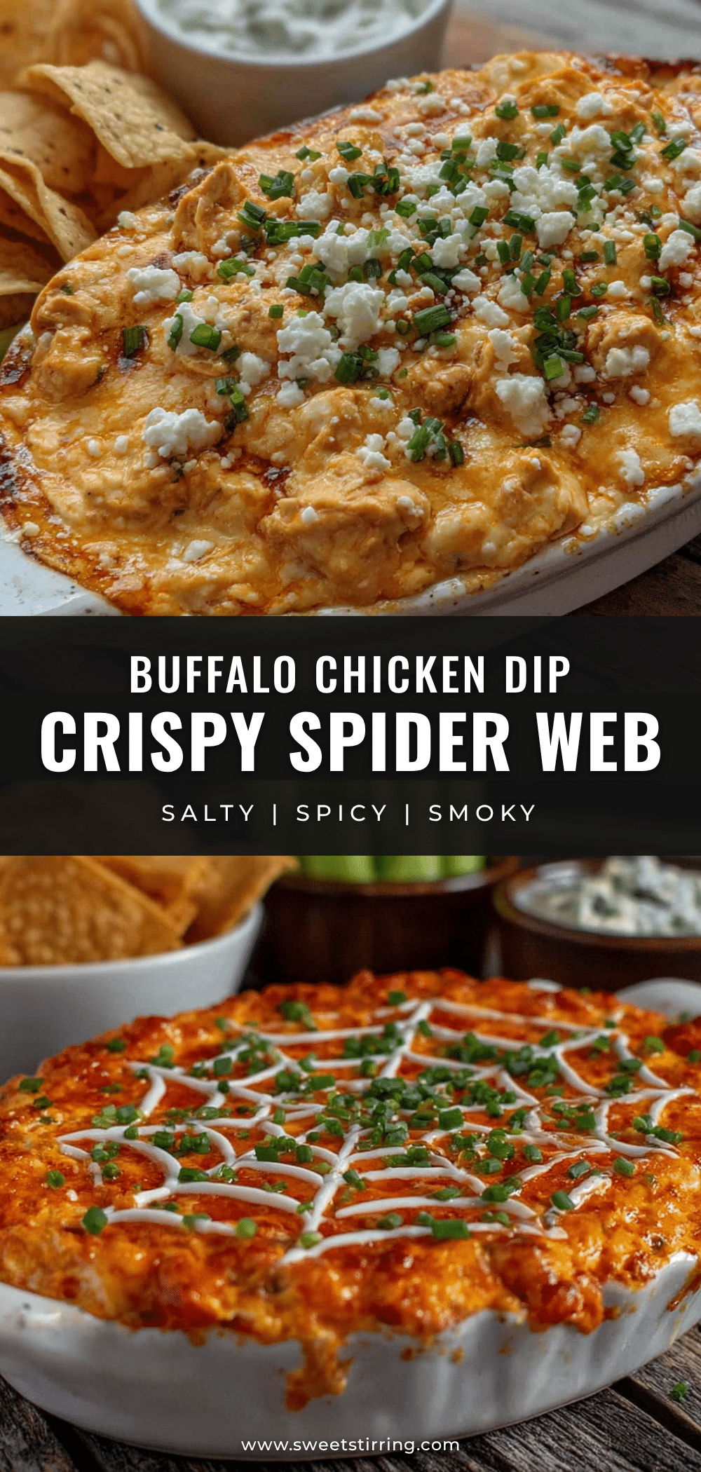 creamy spider web buffalo chicken dip recipe