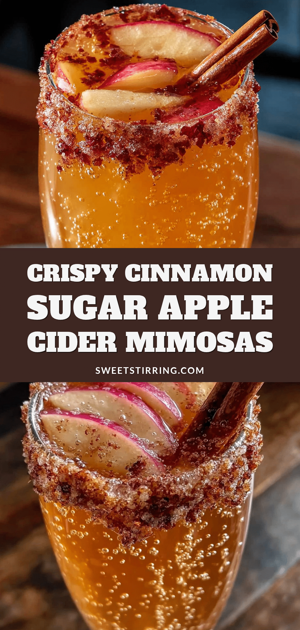 Crispy Cinnamon Sugar Apple Cider Mimosas recipe