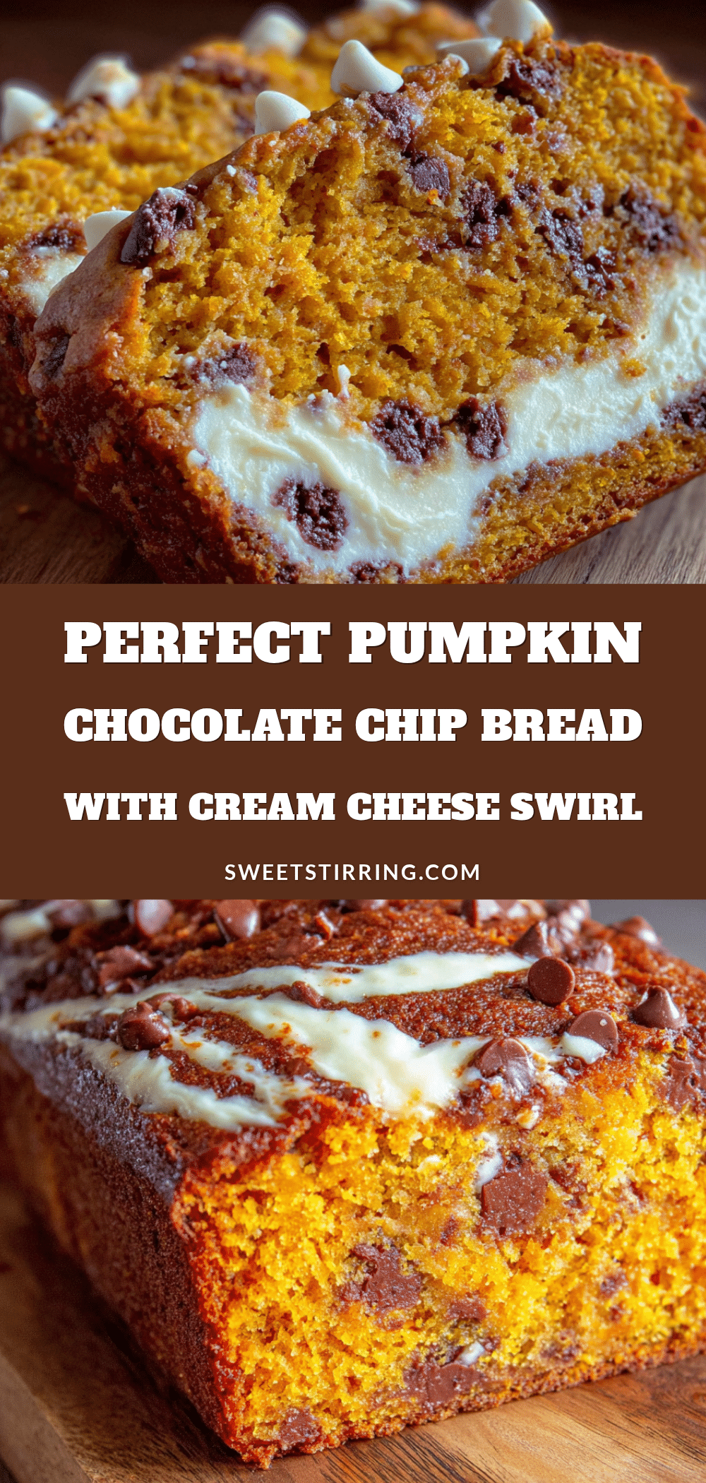 pumpkin chocolate chip bread with cream cheese swirl recipe