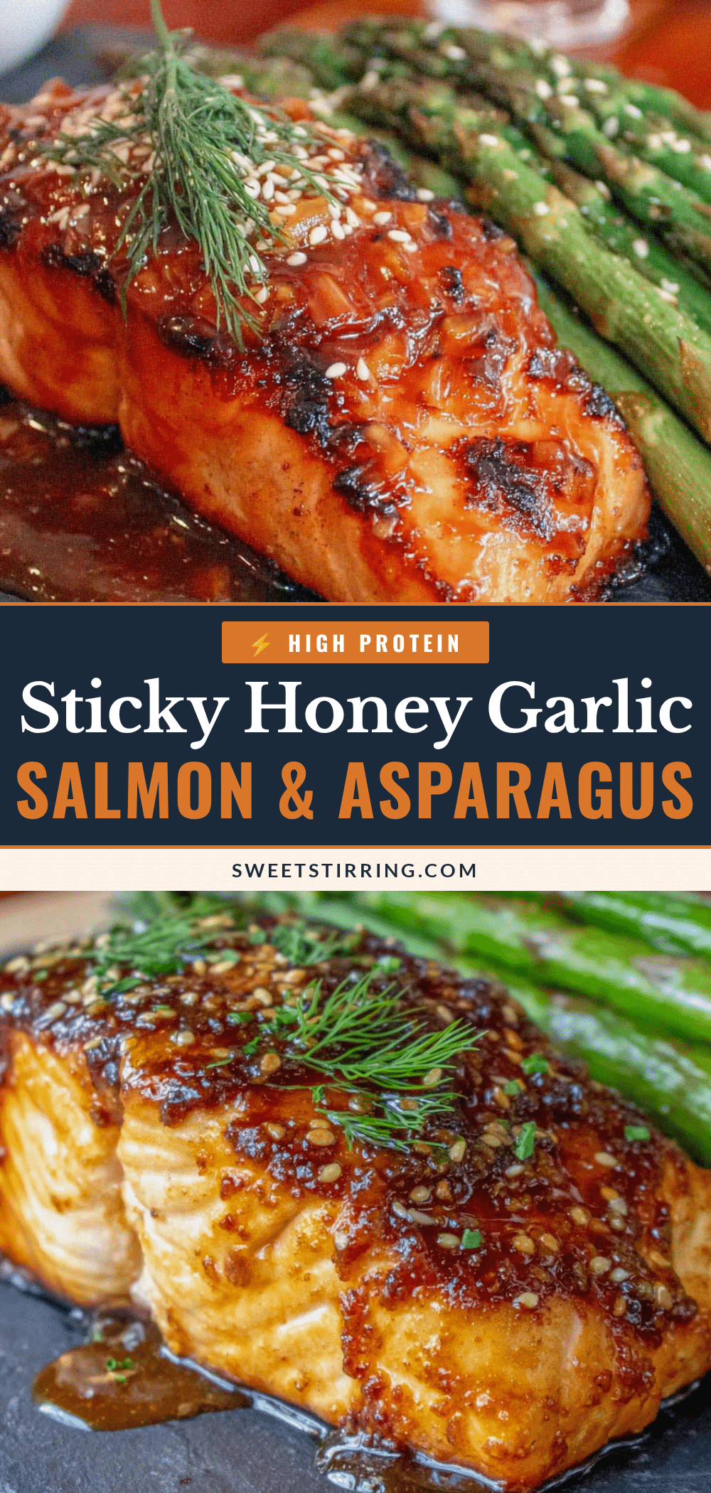 sticky honey garlic glazed salmon with asparagus recipe