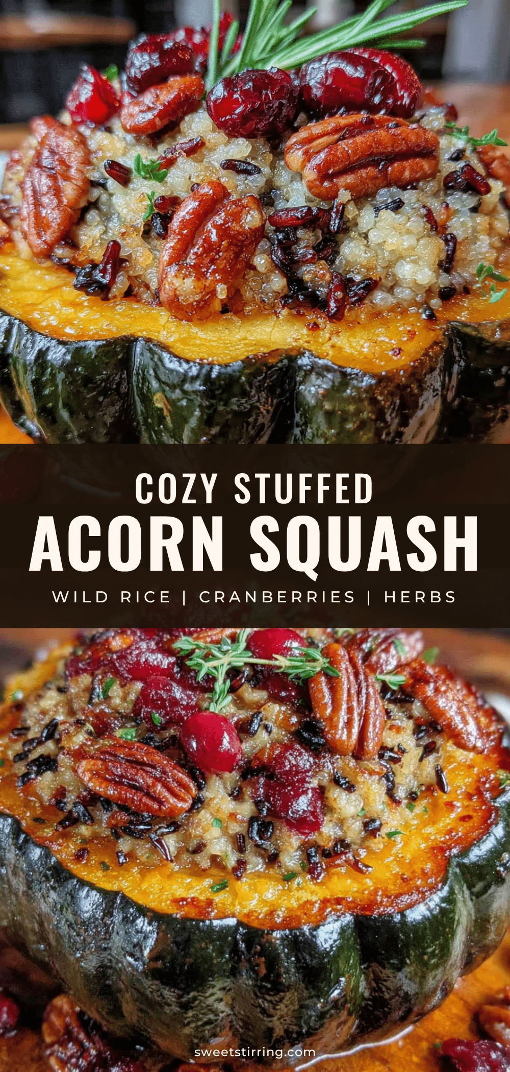 stuffed acorn squash with wild rice and cranberries recipe